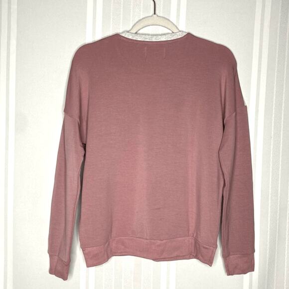 Madewell MWL Superbrushed Colorblock Easygoing Sweatshirt Crewneck Size XS Pink - Picture 8 of 8